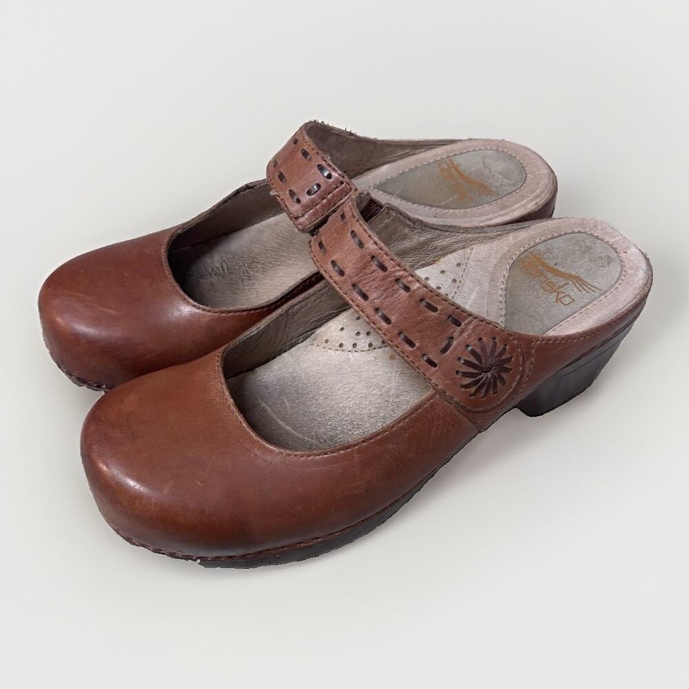 Dansko Womens EU 37 Brown Leather Mary Jane Clogs Comfort Shoes US 6.5-7